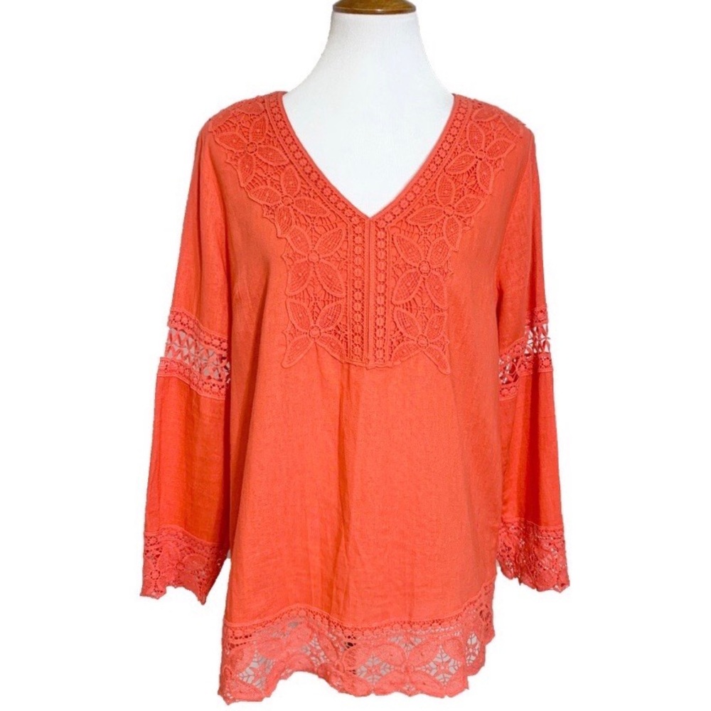 2/$20🌸 Cynthia Rowley Coral Linen Blend Tunic